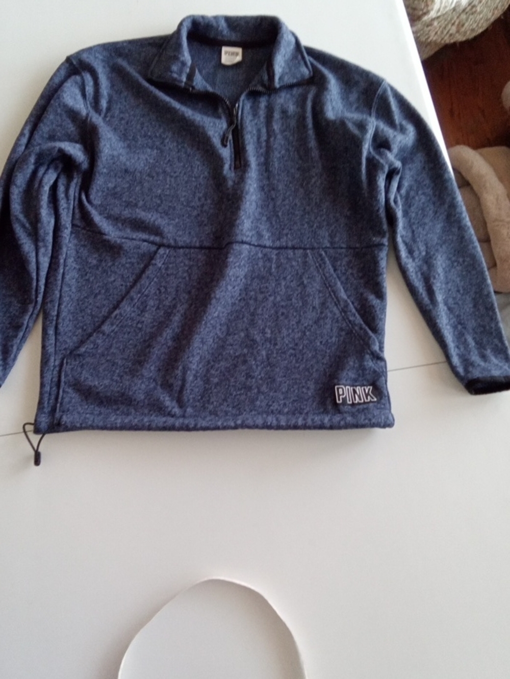PINK Victoria's Secret Navy Heather Half-Zip Pullover